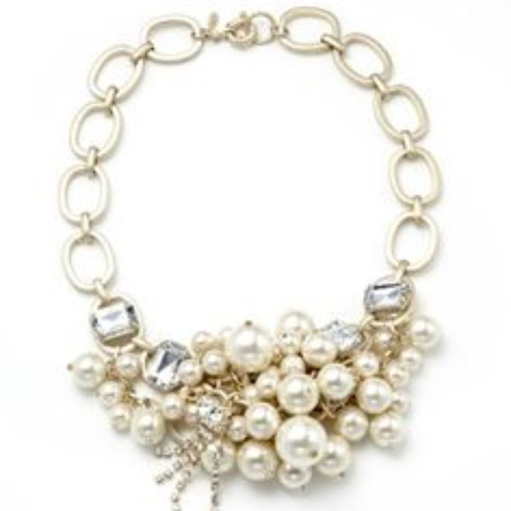 Lee Angel Neiman Marcus Pearl Custer Crystal Necklace NWT 498